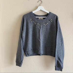 Hollister Cropped Crewneck with Beaded Details